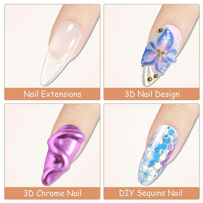 3D Sculpting Gel for Nail Art, 30g Clear Solid Builder for Nail Extension & 3D Molding, Non-Stick Carving Gel with Silicone Pen & Palette Paper, Professional Manicure Salon Supplies