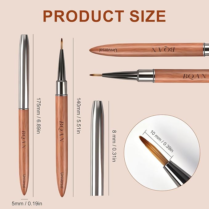 BQAN 1Pcs Nail Art Brushes Universal Nail Brush for Flower, Petal & Painting Design Gel Polish Nails Art Pen With Wooden Handle Salon DIY Tools at Home