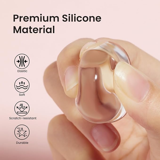 Beetles French Tip Nail Stamp Tool 4Pcs Short Clear Silicone Nails Stamping and Long French Tip Stamper with Nail Scraper Art Tips Printing Stamper Tool Set for Manicure Home DIY Salon