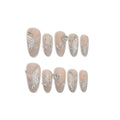 3D Butterfly Cat Eye Glitter French Press on Nails Medium Almond,Galaxy Icy Shimmer Rhinestones Designs with Full Manicure Kit 10pcs(S)