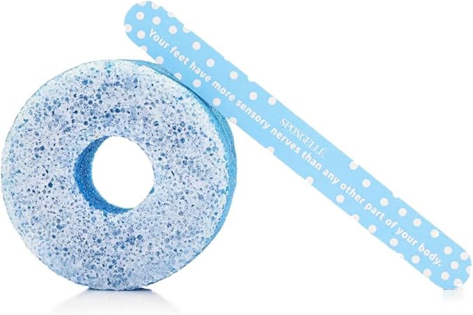 Spongellé Cotton Candy PediPOP! Pedi Buffer & Nail File | All-in-One Pedicure Treatment | Exfoliates, Softens & Cleanses | 30+ Washes | Vegan & Cruelty-Free