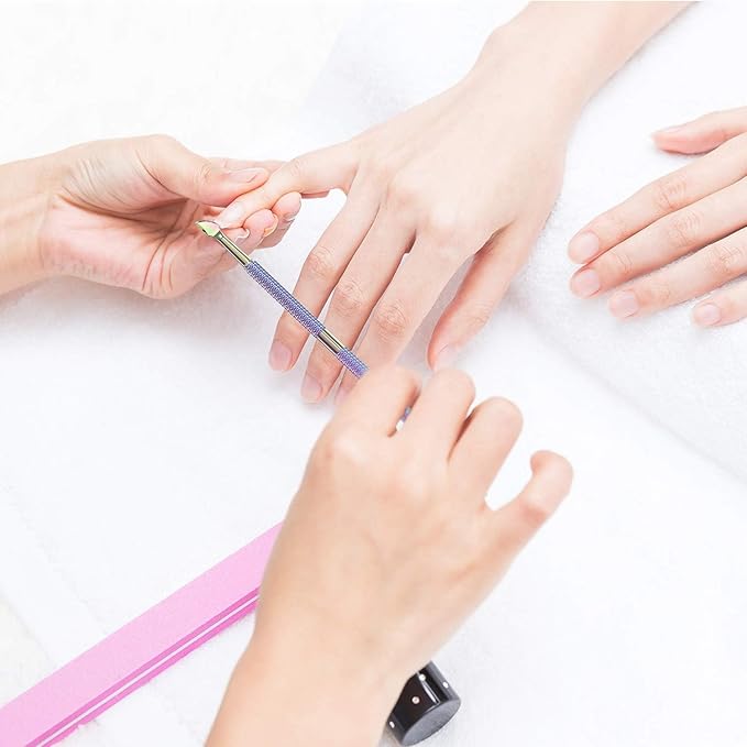 Cuticle Pusher Acetone/Gel/Nail Polish Remover Stainless Steel Professional 3pcs Set Cuticle Scraper Fingernails & Toenails Clean Manicure Tools Cuticle Care for Women&Girl,opove CP-3 (Rainbow Color)