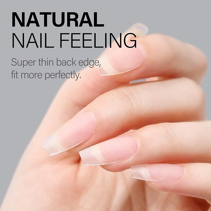 AILLSA Short Coffin Nail Tips 450pcs Soft Full Cover Gel Nail Tip Matte Pre-filed Press On False Nails Tips Fake Extension Gelly Nails Tip for Acrylic Nails Professional With Gift Box （15 Sizes）