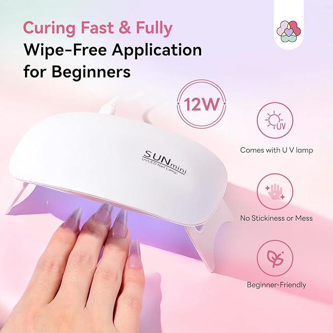 SAVILAND Hema-Free Poly Gel Nail Kit Starter: 15 Extend Gel Natural Colors Peach Rose Pink Brown Cat Eye Effect with Mini Nail Lamp Slip Solution for Long Lasting Nourish Nails Home Salon Daily DIY