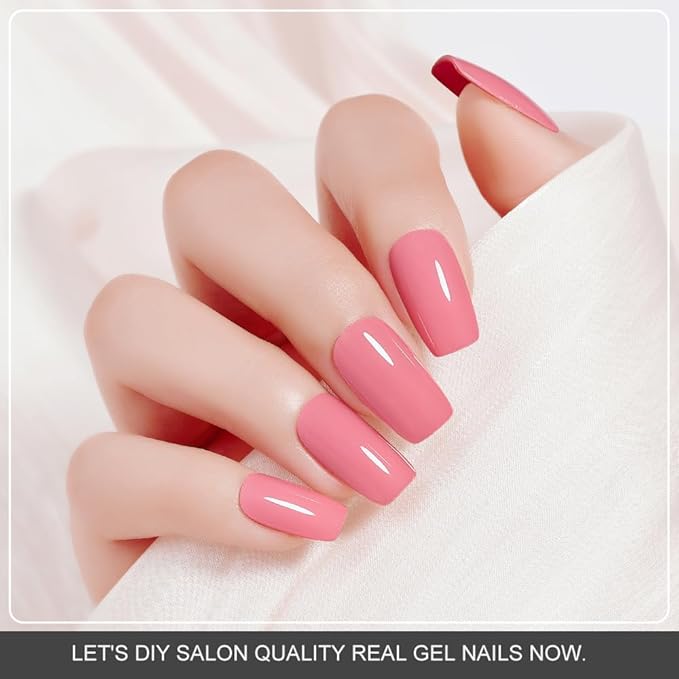 Arte Clavo Semi Cured Gel Nail Strips, 20 Pcs Gel Nail Stickers with UV Light Required, Salon Quality, Long Lasting, Easy Apply and Remove (Bright Coral)