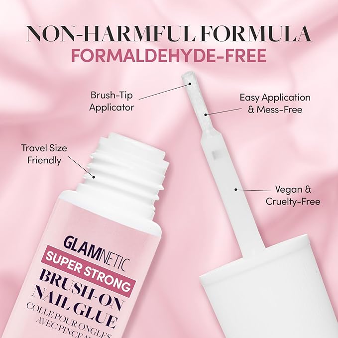 Glamnetic Press On Nails & Brush On Nail Glue Bundle - Wild Card | Semi-Transparent Short Almond Nails with Trendy Pastel Prints | 12 Sizes - 24 Nail Kit with Glue | Reusable, Salon-Quality Fake Nails