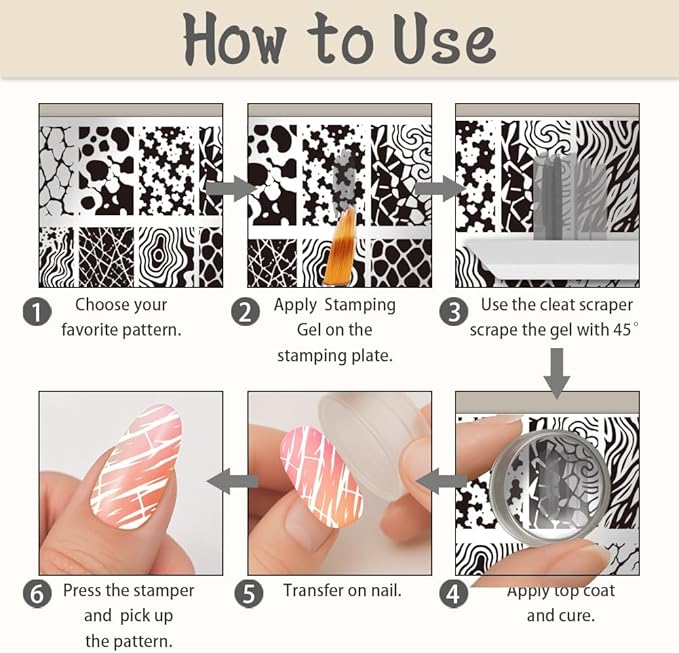 UNICRAFTALE 3Pcs Nail Stamp Plates Set Marble Striped Nail Art Stamping Template Texture Stamping Plate Image Nail Stencils Nail Art Plates with Nail Scraper for Women DIY Print Manicure Salon Design