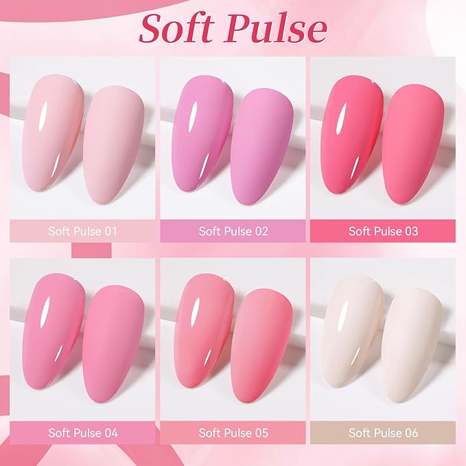 BORN PRETTY Pink Gel Nail Polish Set 6 Colors Sweet Nude Baby Light Pink Soak Off U v Gel Polish Kit for Salon Manicure and Nail Art DIY at Home