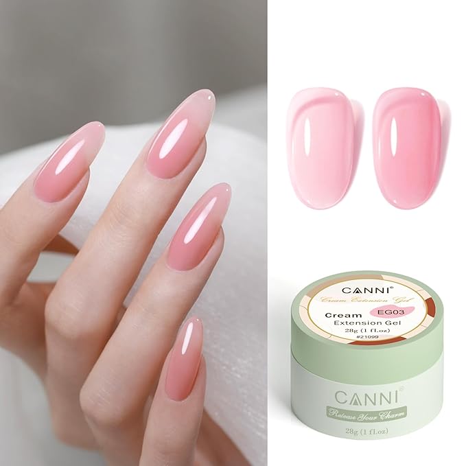 CANNI Builder Gel for Nails – 1Fl Oz Light Rose Pink Hard Gel, Nail Extension & Strengthening Jelly gel for DIY Holiday Nail Art