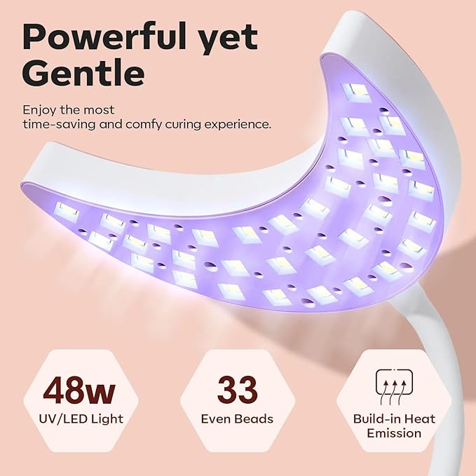 modelones UV LED Nail Lamp, Gooseneck UV Light for Gel Nails, 48 W Nail Light for Gel Polish with 3 Timers and LCD Display, LED Lamp for Fast Curing Gifts for Women Girls