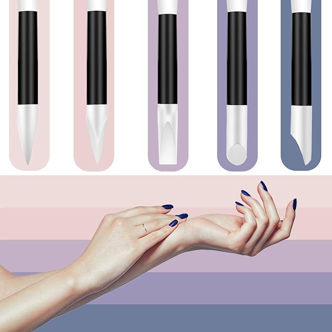 BQAN 5Pcs Nail Art Sculpture Pen, Silicone Nail Art Brushes for Gel, Acrylic Nails, Foil Carving, Drawing & Shaping, Nail Art Tools for Home Salon (Black)