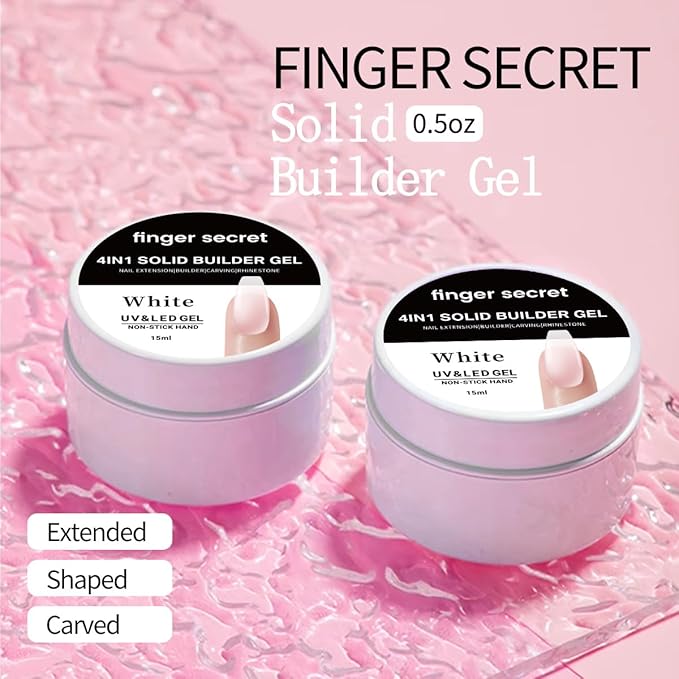 Solid Nail Builder Gel Set, Nail Extension Gel with Nail Art Tools, DIY Non Stick to Hand for Nail Art, Solid Builder Gel Manicures Nail Enhancement Gel 3D Gel Art Building & Sculpting Gel Carving