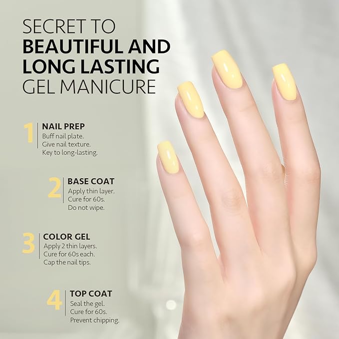 GAOY Pastel Gel Nail Polish, 16ml Soak Off Gel Polish, UV Light Cure for Nail Art DIY Manicure at Home, 1162 Lemon Pie