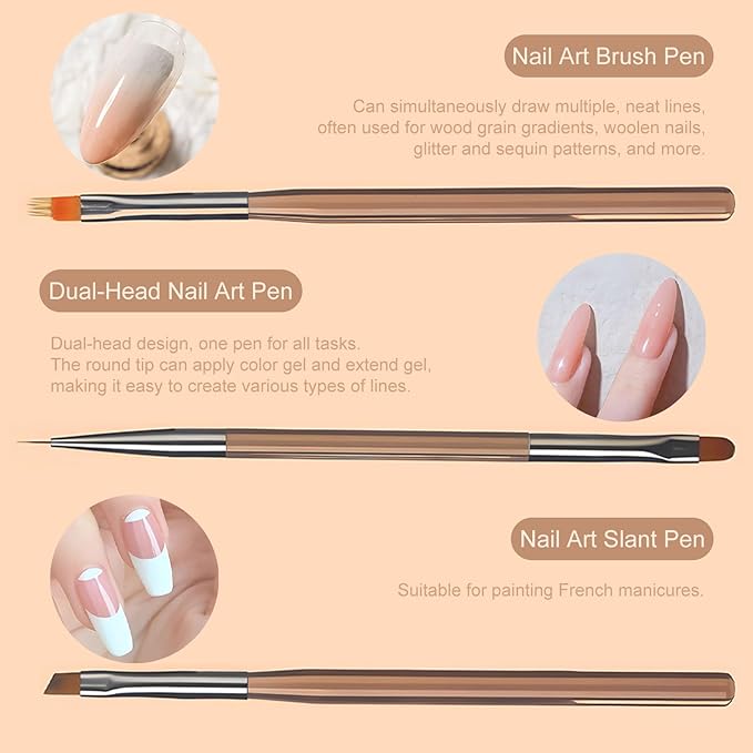 9-Piece Nail Gel Polish Drawing Pen Set, Nail Liner Brush Collection for Manicure, Salon-Quality Brushes for Home Nail Art