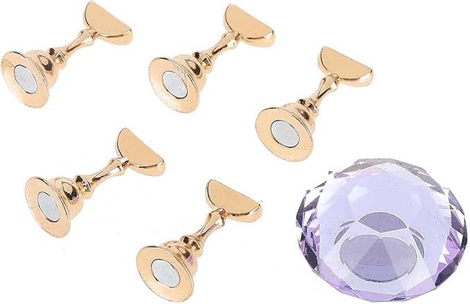 Semme Crystal Nail Stand,Nail Art Tip Holder Display Stand, Magnetic Alloy Nail Tips Stand Base for Salon DIY and Practice Manicure Tools()