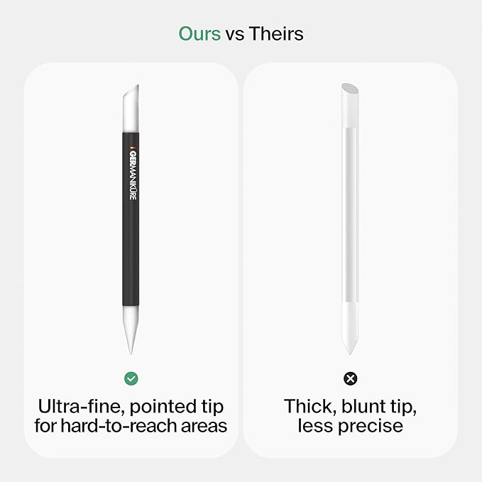 GERMANIKURE Clear Glass Cuticle Stick in Leather Sleeve - Ethically Made in Czech Republic - Cuticle Pusher & Remover, Callous & Dry Skin Fingertip File, Nail Shaper
