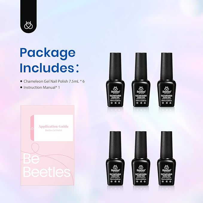 Beetles Glitter Gel Nail Polish Set – Spring 6 Colors Soak Off UV LED Sparkle Gel Polish Kit, Purple Yellow Green Red Pink Easter Nail Gel for Nail Art, Overlay or Base DIY Manicure and Salon Use