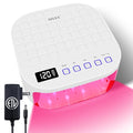 MEKK Cordless UV LED Nail Lamp, 54W UV Light for Gel Nails with Hand-Friendly Red Light, Auto Sensor Professional Flash Cure Lamp with Rotatable LCD Display for Salon and Home, Checkered Design, White