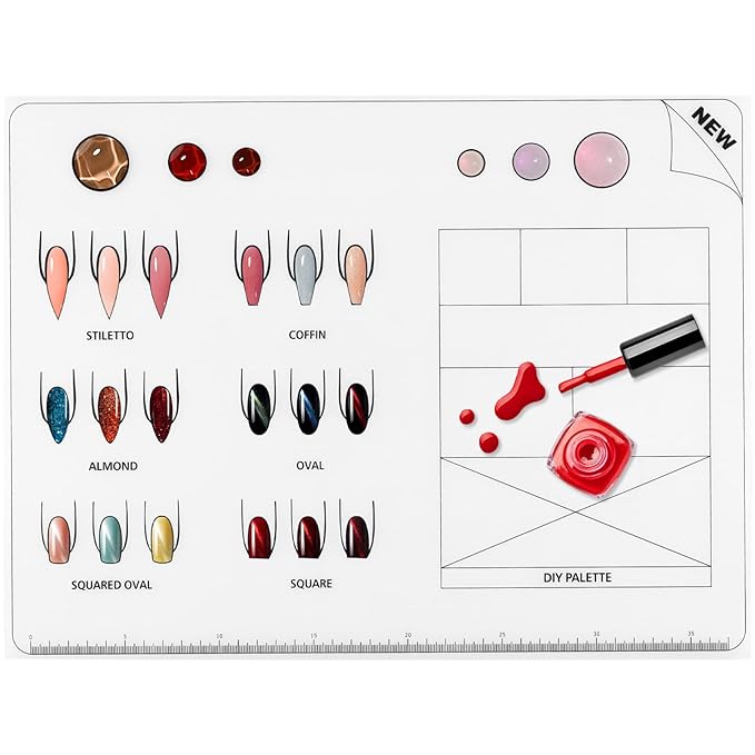 Beaupretty nail coloring pad Acrylic nail training mat Nail art practice mat Silicone Nail Art Stamping Mat Silicone nail stamping mat Silicone nail mat manicure nail polish