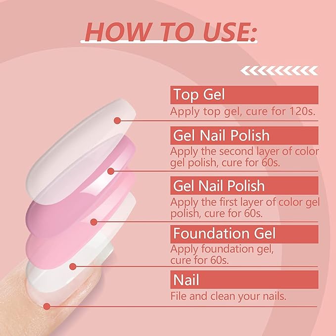 SAVILAND 42PCS Gel Nail Polish Set: 32 Colors Soak-off U V Gel Polish Kit with Base & Glossy Matte Top Coat Red Glitter Gel Polish Set Manicure Kit with Nail Brush for DIY Nail Girl Salon