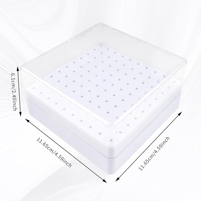 Nail Drill Bits Holder & Nail Drill Bits Cleaning Brush, 100 Holes Nail Bit Holder, Dustproof Nail Art Drill Bits Display Storage Box, Nail Drill Bit Holder for Nail Tech (White)