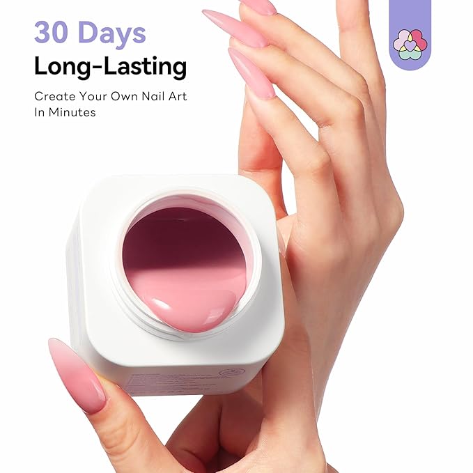SAVILAND Ultra Hard Builder Nail Gel for Nails: 120 g Large Capacity 5-IN-1 Peachy Red Hard Gel for Nails Easy Nail Extension Strengthen Thicken U V Lamp Need Salon