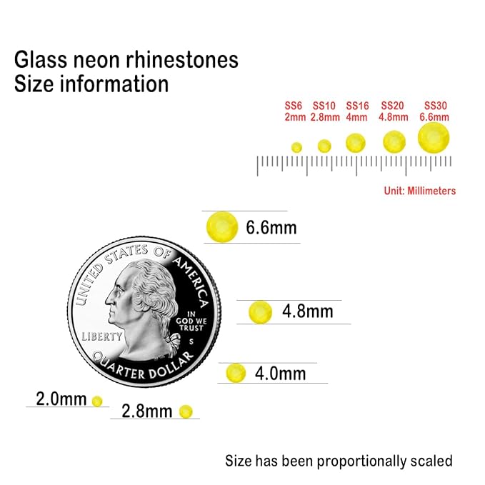 Flatback Glass Rhinestones,Bedazzler Gems Non Hotfix Crystal Rhinestones for Crafts Nail Charms Clothes Tumblers,Yellow Neon,Mixed Size,35g