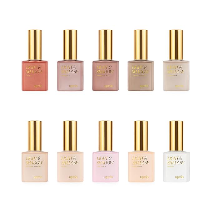 APRÉS Light and Shadow 40 Sheer Gel Couleur Nail Polish Collection, Set of 10 10ml (Winter - Frost Cracks, 10 pcs)