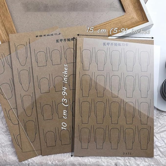 Nail Art Practice Paper Cardboard,Blank Nail Art Training Cards with Reusable Clear PVC Board,Nail Drawing Board for Home DIY Beginner Manicure Nail Swatches,12 Pieces