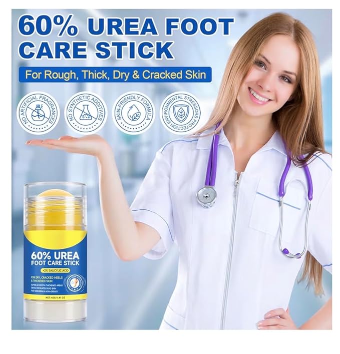60% Urea Cream with 2% Salicylic Acid Urea Foot Care Stick, Foot Cream Moisturizer for Dry Cracked Feet, Knees, Elbows, Hands,Moisturizes and Hydrates Dry Skin,Callus Remover & Skin Softener -1.41oz
