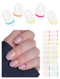 Semi Cured Gel Nail Strips (Jelly White-M), Macaroon, 20 Pcs Gel Nail Wraps, Stickers, UV Light Required, Salon Quality, Long Lasting