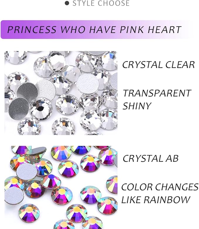 ECYC 1440 Pcs 1.8mm Flatback Crystal Rhinestones, Silver Nail Art Decoration Rhinestones Glitter Glass Gems Stones for DIY Crafts Nails Clothes Shoes Bags Decoration,Rainbow
