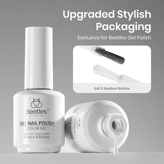 Beetles White Gel Nail Polish - 15ml French UV Nail Polish Soak Off Nail Art Manicure Salon DIY Design Home Snowdrop Gift for Woman Colorful Bottle Gel