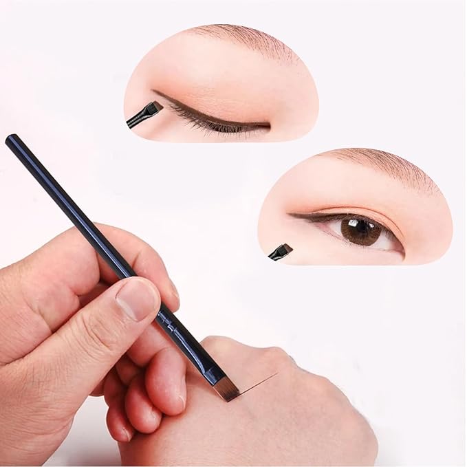 WOKOTO 20 PCS Slanted Tip Nail Art Brushes Set Black Acrylic Nail Brushes Uv Gel Builder For Women's Acrylic Nails French Nail Designs Brushes For Nail Art Design Painting Brush Cleaning Pens Tools