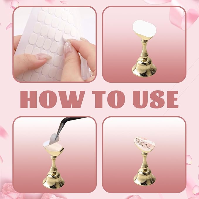 600 Pcs Double Sided Adhesive Nail Sticky Tabs, Clear Sticky Tabs for Nails, Pre-Cut Press On Nails Sticky Tabs for Nail Art Display Practice Holder and Color Chart Display Book