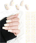 Semi Cured Gel Nail Strips White Flower Gel Nail Stickers with UV/LED Required Long Lasting Gel Nail Stickers for Spring Includes 22 Strips 2 Prep Pads, Nail File & Wooden Stick