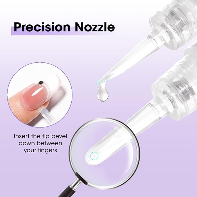 Gellen Nail Glue and Remover Kit, UV Gel Nail Glue for Press Ons, 2 Pcs Non Acetone Gel Nail Glue Removers, Long Lasting Semi Solid Nail Glue Gel, Gentle Gel Glue Off for Beginner DIY at Home