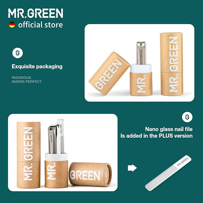MR.GREEN Nail Clippers Anti Splash Fingernail Cutter Stainless Steel Manicure Tools Nail Scissors Detachable Design Nail Trimmer (M+Nano Glass File)