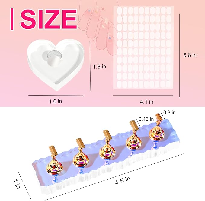 Nail Stand For Press Ons, Acrylic Nail Holder For Painting Nails With A Heart Shape Acrylic Nail Stand, Press On Nail Stand Nail Art Practice Nail Dispaly Nail Kit Home DIY Salon Supplies