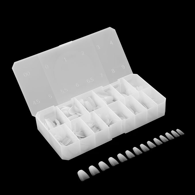Apres Ombre Gel-X® Box of Nail Tips, 14 Sizes 00-9, Premium Quality (Natural Coffin Short, 210 Count)