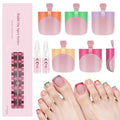 EBANKU 150 Pcs Press On Toenails French Tips, Colorful Square Short Toe Nail Tips Press On Fake Toenail Full Cover Artificial False Nail Tips with Glue for Women Home Salon DIY