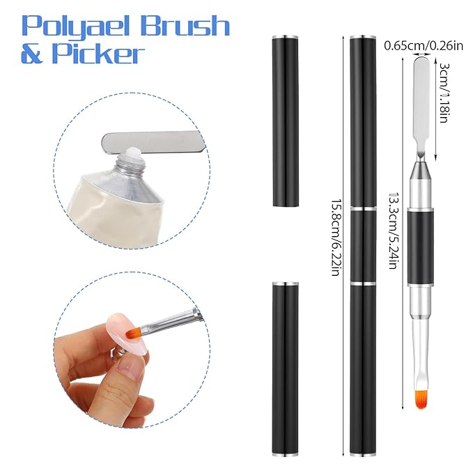 8 PCS Dual-Ended Gel Nail Brushes Set for Professional Salon and Home DIY Use, Includes Nail Liner Brushes, Nails Art Pen