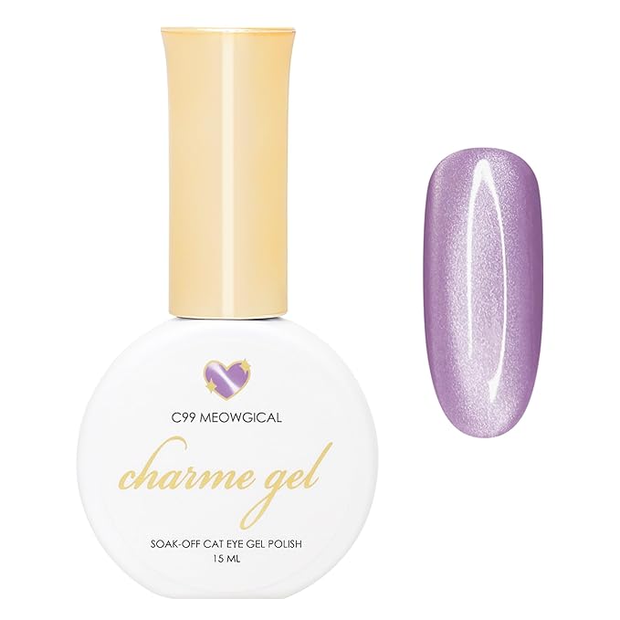 Daily Charme C99 Meowgical Silk Cat Eye Magnetic Gel Nail Polish 15ml, Soak Off UV Led Gel Nail Polish, Home DIY/Nail Salon Manicure (Silky Purple)