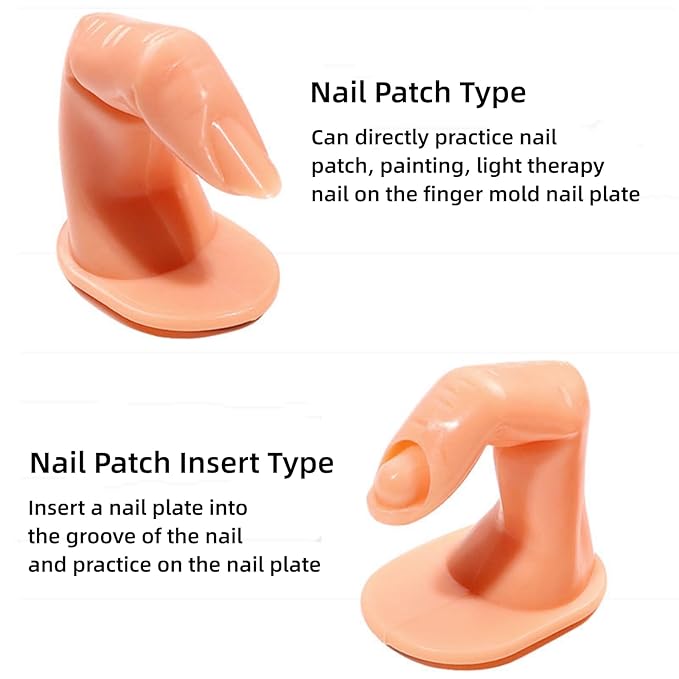 10Pcs Practice Hand for Acrylic Nails, Practice Finger Nail Art Practice Finger Plastic Fake Fingers with nail for Acrylic Gel Nail Art Training