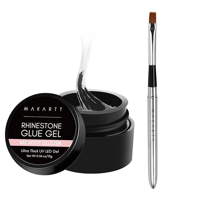 Makartt Updated 2pcs Nail Rhinestone Glue Gel with Brush& Pen tip Bundle with Makartt Nail Rhinestone Glue Gel with Brush Pen Set