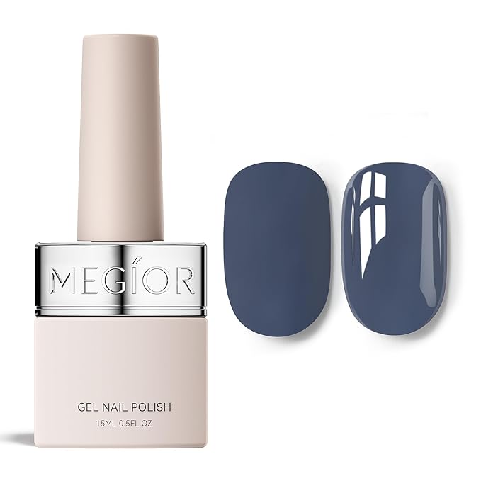 MEGIOR Blue Haze Gel Nail Polish 0.5 Fl Oz Gray Blue Long Lasting Soak Off UV LED Lamp Light Curing TPO Free Gel Polish Kit for Salon and Nail Art Starter Manicure DIY at Home