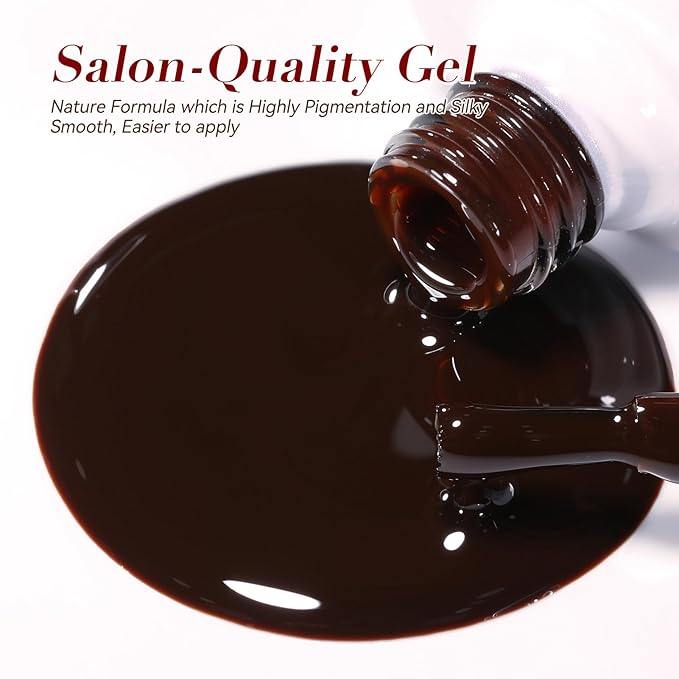 Born Pretty Jelly Gel Nail Polish Brown Red Green Black Blue Purple Sheer Transparent Crystal Gel Nail Polish Kit Fall Winter Soak off Nail Polish for Manicure DIY Home Salon 7ML 6Colors