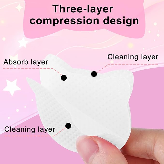 MEKK 800PCS Cat Shape Lint Free Wipes - Super Absorbent Non-Woven for Nail Polish Remover and Eyelash Extension Glue - Soft Dry Nail Prep Wipes (White)