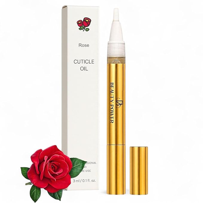 Nail Oil Cuticle Pen - Rose – Nail Strengthener & Growth Serum with Vitamin A, D, E, B5, Grapeseed & Natural Oils – Repair for Brittle, Peeling, Thin Nails – Valentine's Gift Idea