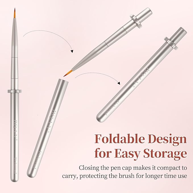 BQAN 1Pcs Nail Art Brushes Universal Nail Brush for Flower, Petal & Painting Design Gel Polish Nails Art Pen With Metal Handle Salon DIY Tools at Home